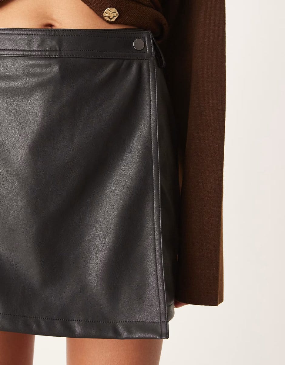 ASOS Vila faux leather mini skort in black - 4