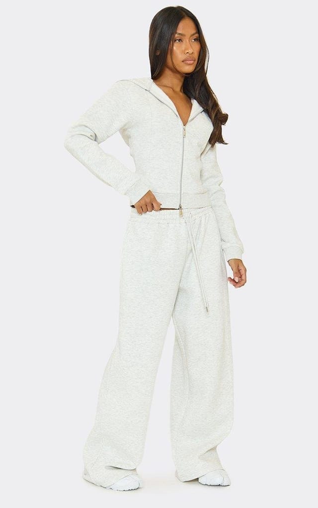 EGO Long Sleeve Zip Up Jacket In Light Grey Marl, Women's Size UK 6 - 2