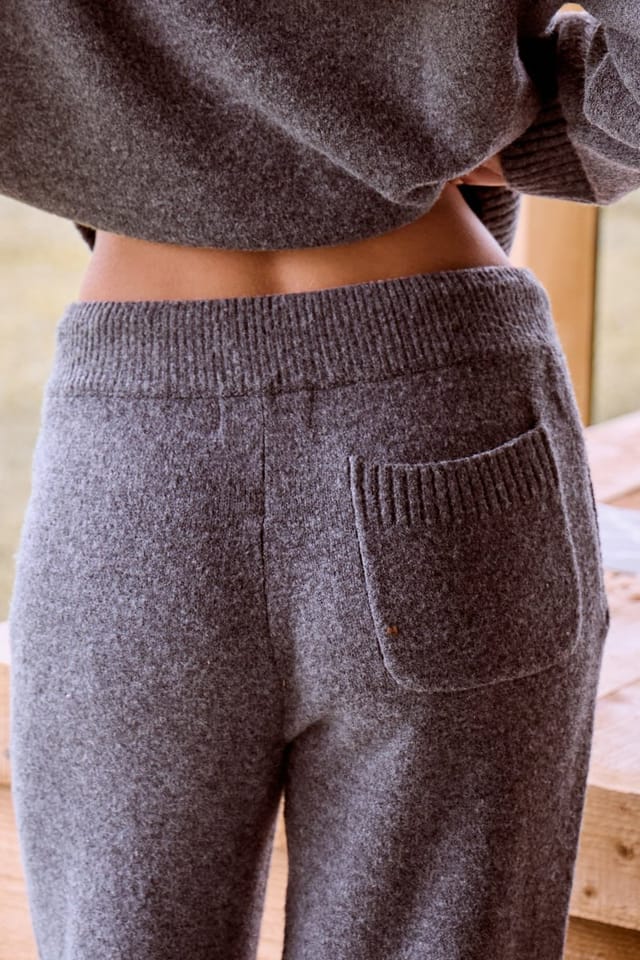 Kaiia Kaiia Logo Knit Wide Leg Trousers Charcoal - 3