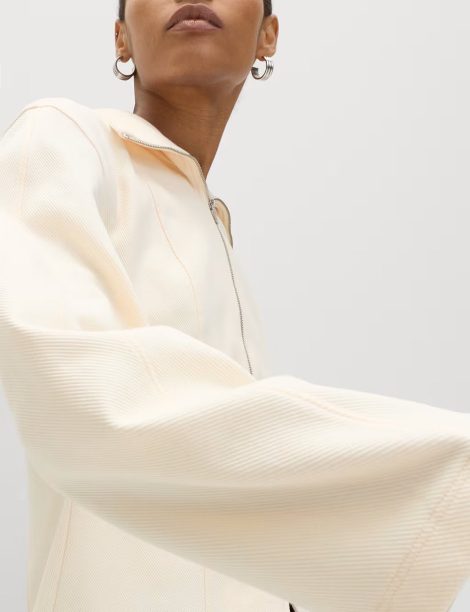 Marks & Spencer M&S Cotton Rich Waisted Zip Through Sweatshirt Ivory - 3