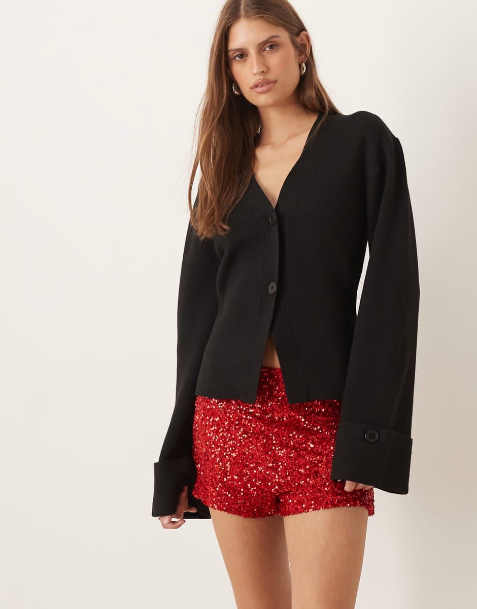 ASOS Never Fully Dressed sequin hotpant in red
