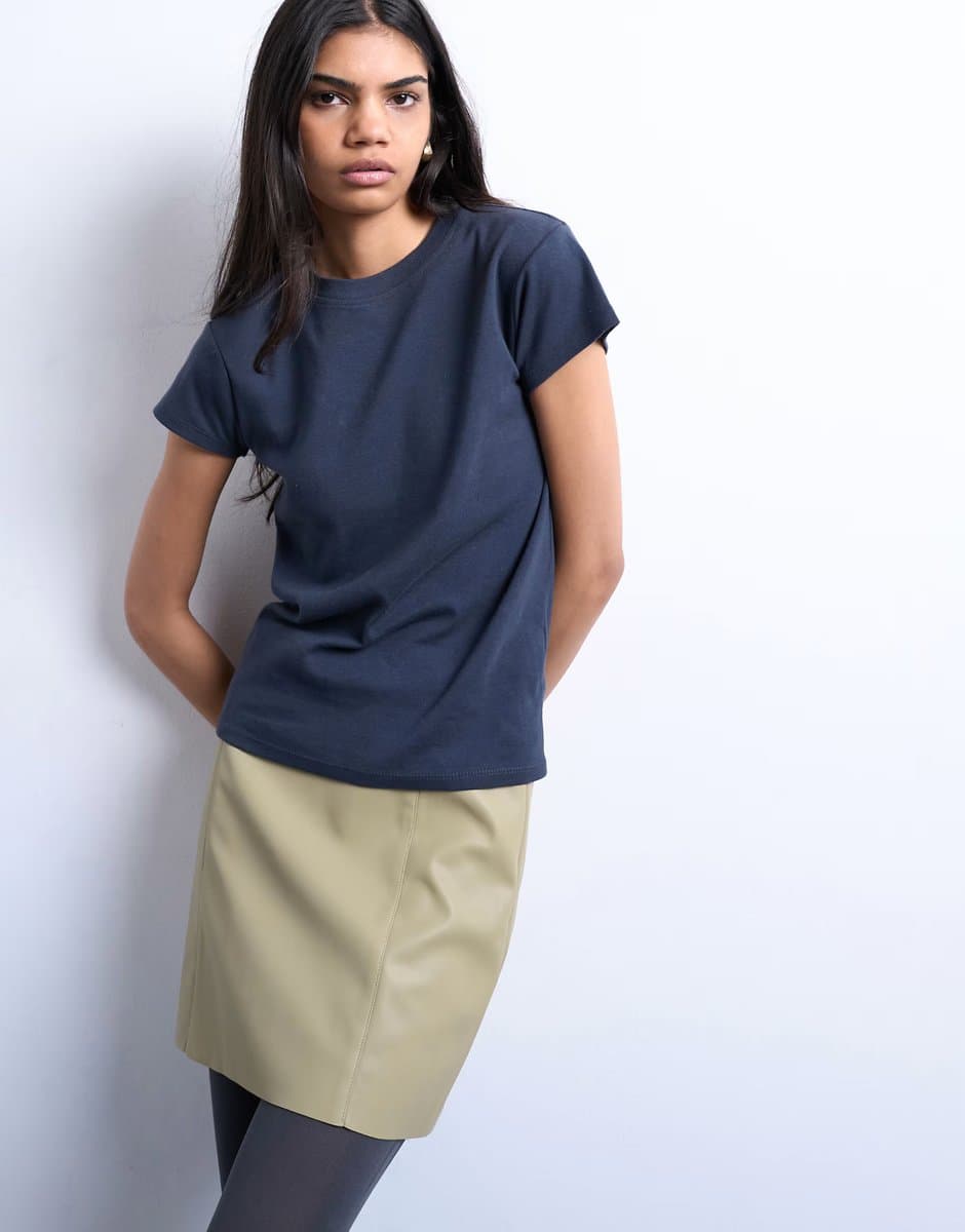 ASOS Topshop faux leather co-ord mini skirt in sage