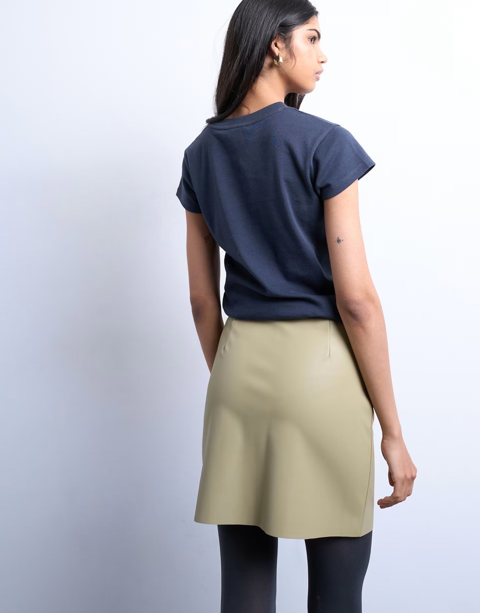 ASOS Topshop faux leather co-ord mini skirt in sage - 4