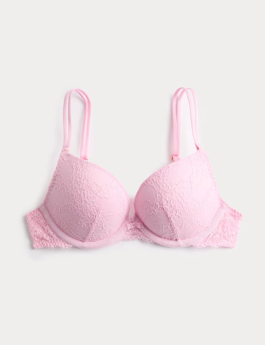 Marks & Spencer M&S Ida Lace Wired Push-Up Plunge Bra (A-E) Pink Sorbet