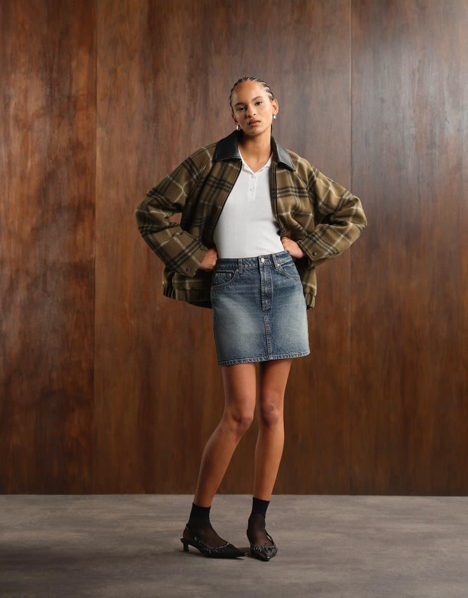 ASOS ASOS DESIGN denim high waisted mini skirt in vintage blue