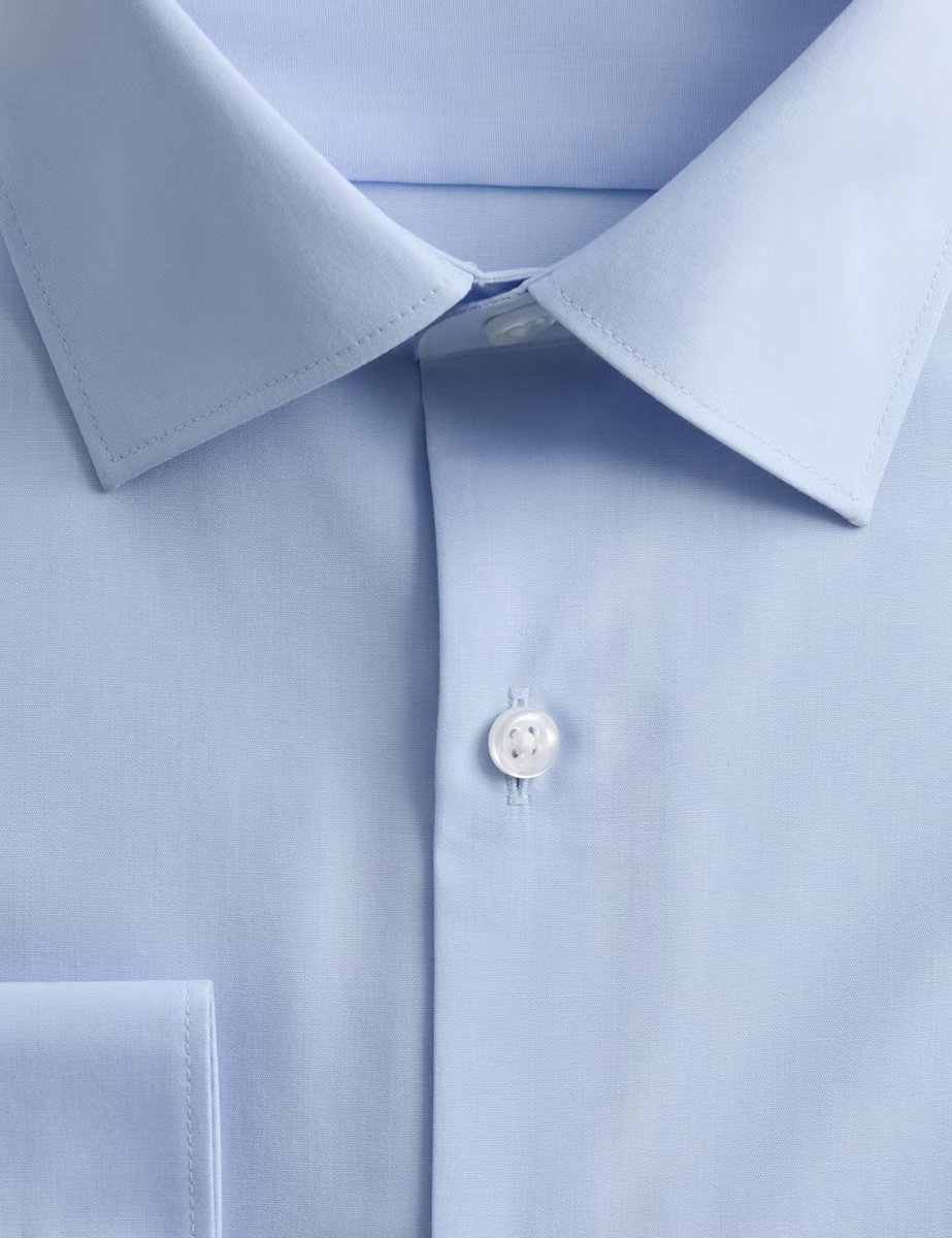 Marks & Spencer M&S Skinny Fit Easy Iron Cotton Blend Shirt Light Blue - 2