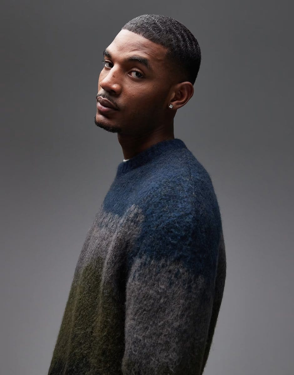 ASOS Carhartt WIP tinley knitted jumper in aysmetric stripe - 4