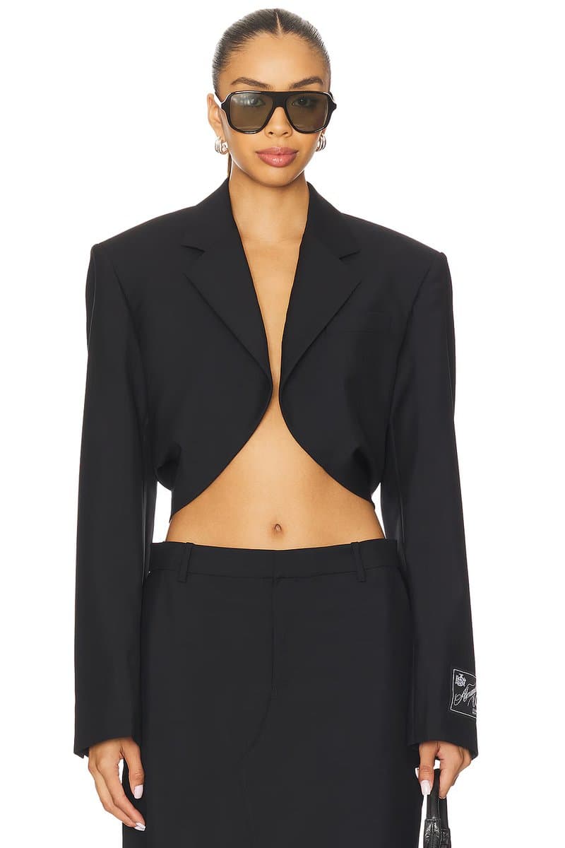 revolve Revolve Alexander Wang Cropped Drape Back Blazer in Black