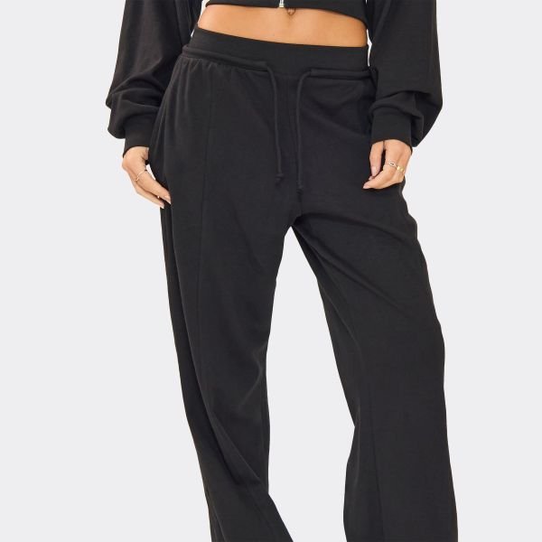 EGO Interlock Drawstring Waist Straight Leg Joggers In Black, Women's Size UK 6 - 2