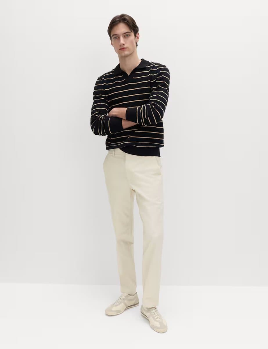 Marks & Spencer M&S Regular Fit Stretch Chinos in Ecru
