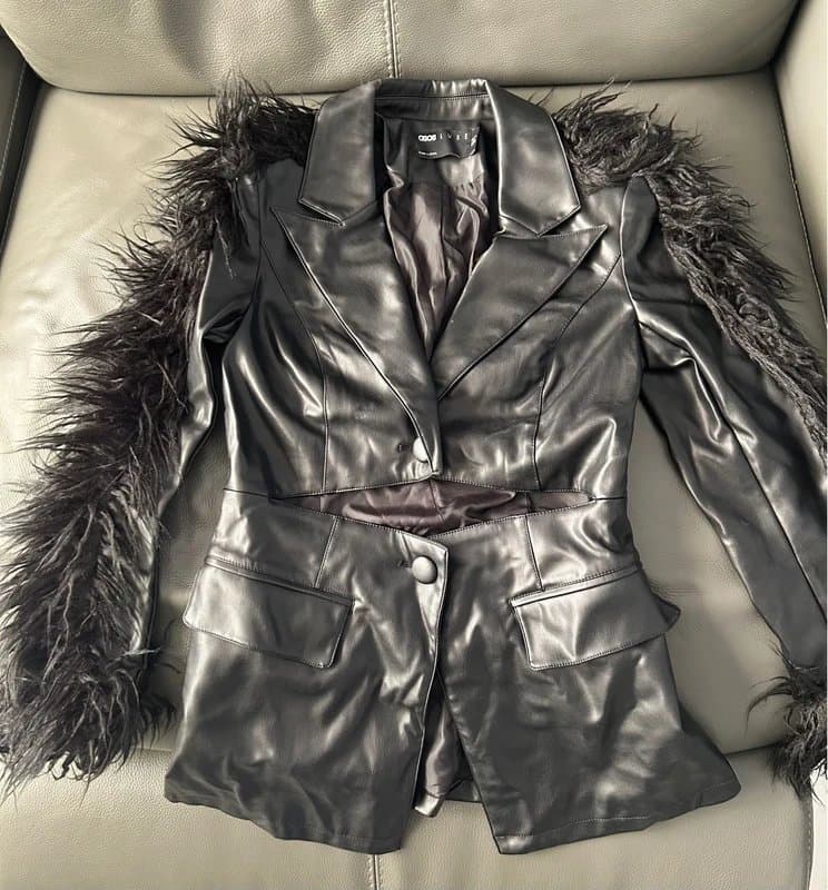 ASOS Black ‘cut out’ faux leather Blazer by ASOS Luxe Size 10