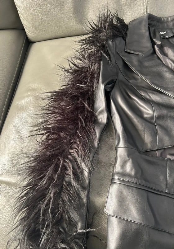 ASOS Black ‘cut out’ faux leather Blazer by ASOS Luxe Size 10 - 2