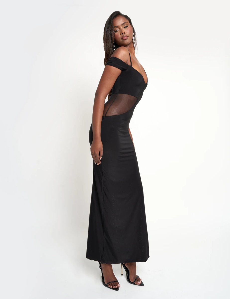 Public Desire Slinky Mesh Cut Out Maxi Dress Black - 2