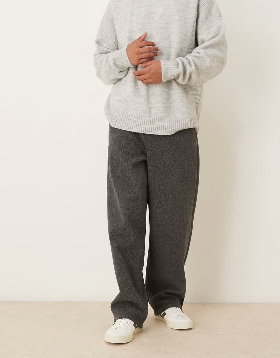 ASOS ASOS Loose Straight Trousers in Grey