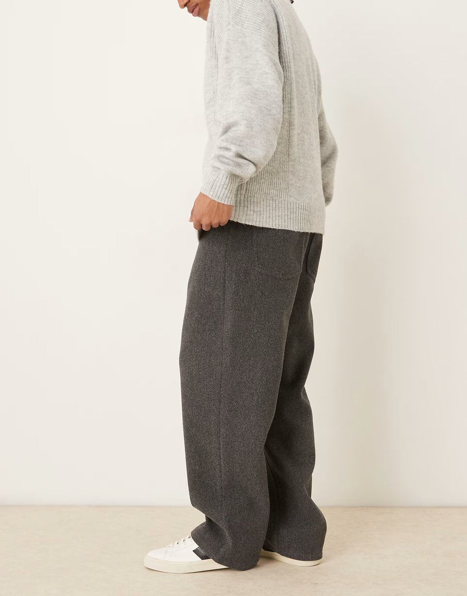 ASOS ASOS DESIGN loose straight trousers in grey - 3