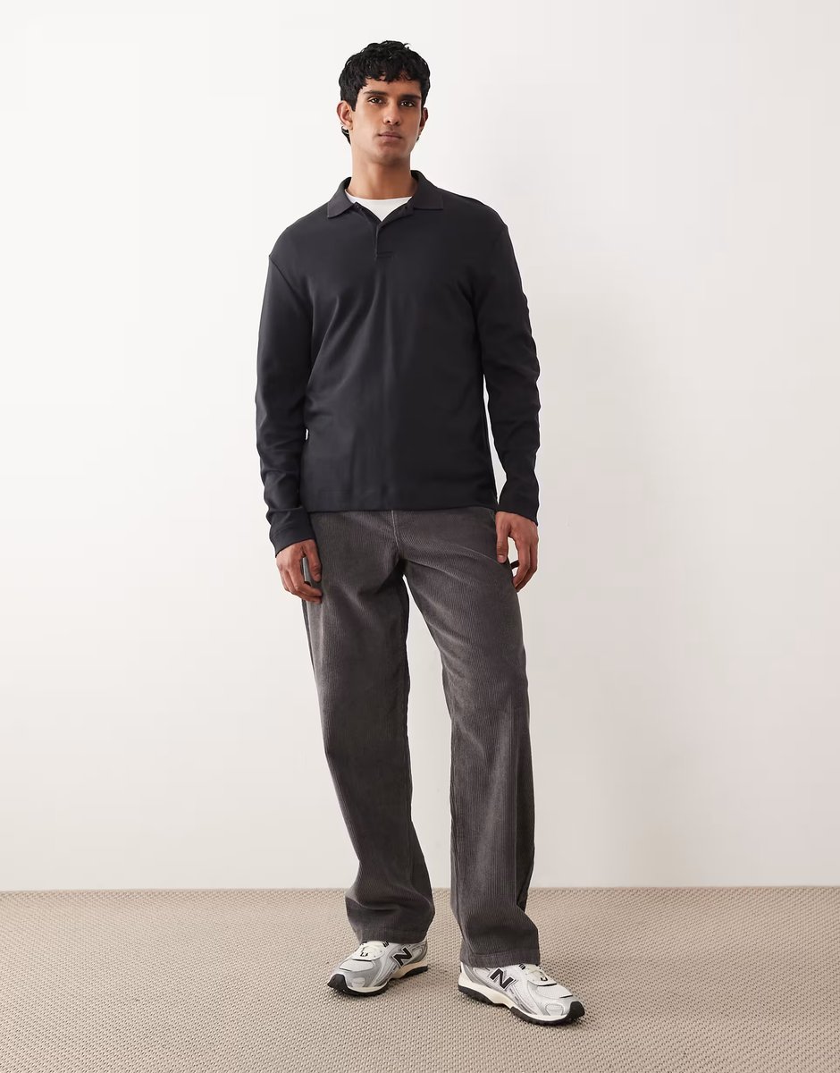 ASOS Mango 100% cotton knitted polo top in navy - 2