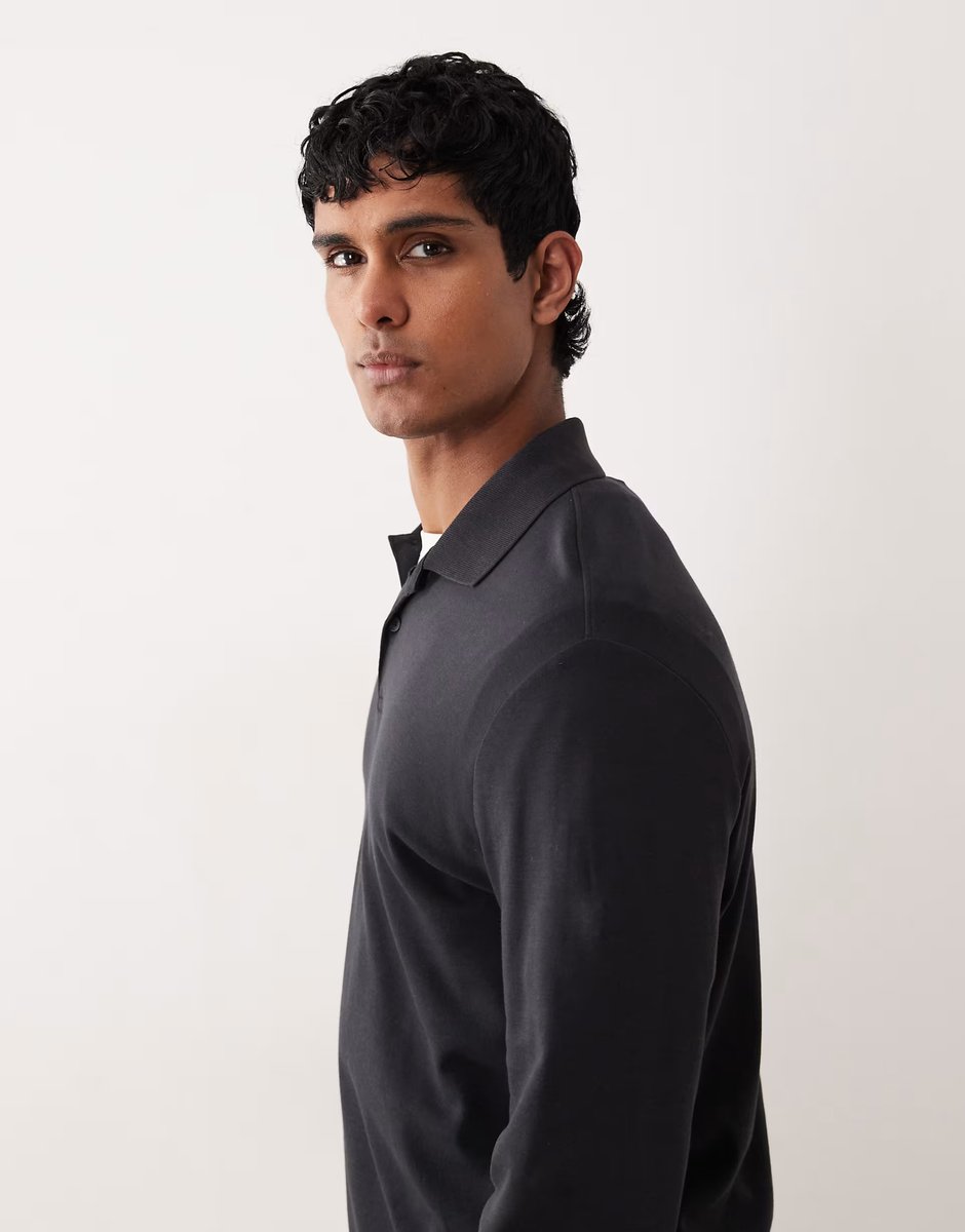 ASOS Mango 100% cotton knitted polo top in navy - 3