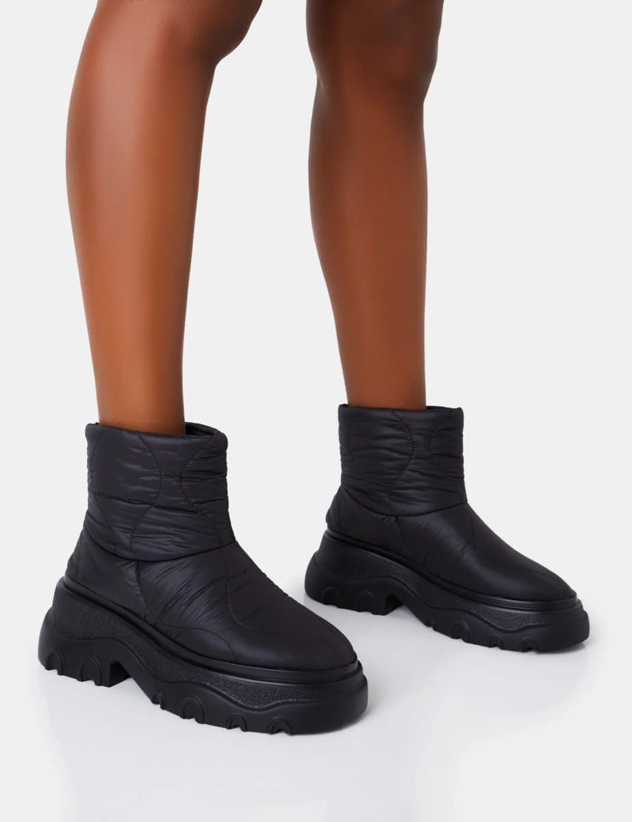 Public Desire Public Desire UK Rugged Quilted Ankle Boots in Black