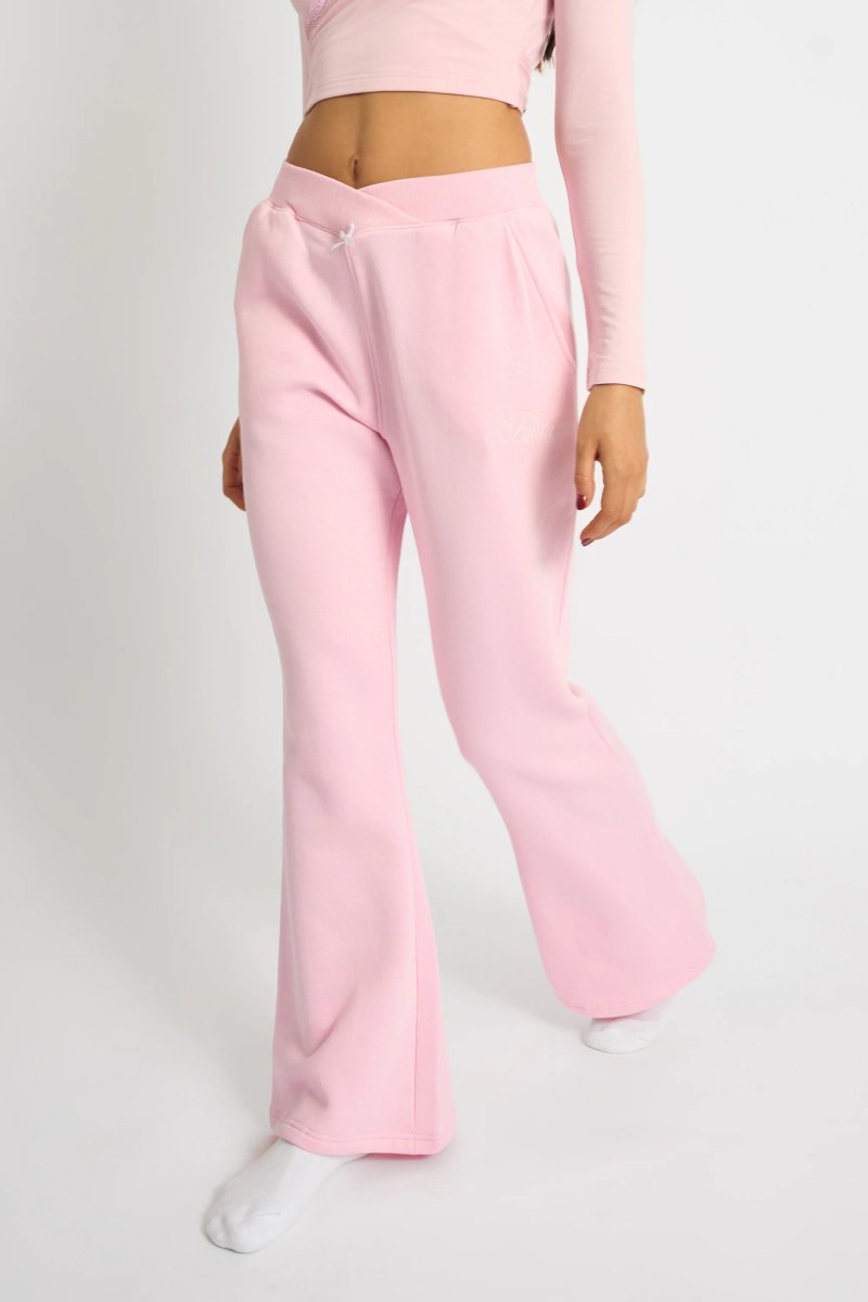 Kaiia Kaiia Bow Detail Wide Leg Joggers Pink - 2