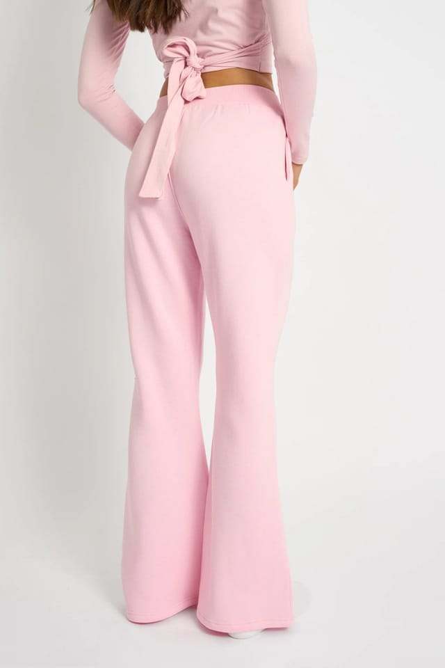 Kaiia Kaiia Bow Detail Wide Leg Joggers Pink - 3