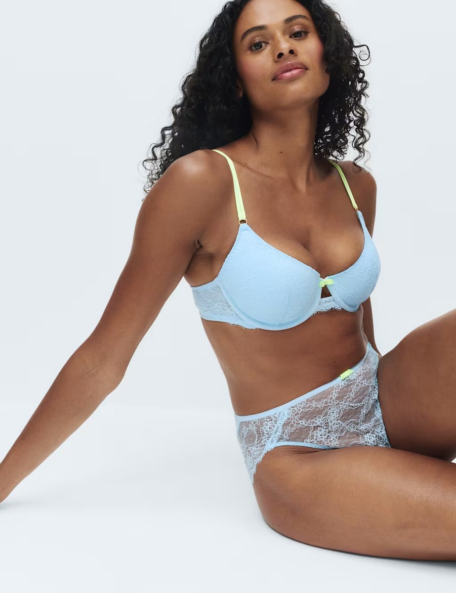 Marks & Spencer M&S Ida Lace Wired Demi Cup Bra (A-E) Blue Tint - 3