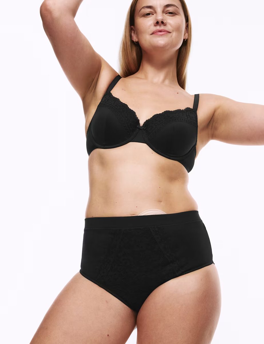 Marks & Spencer M&S 3pk Cotton Rich Lace Brazilian Stoma Knickers Black - 2