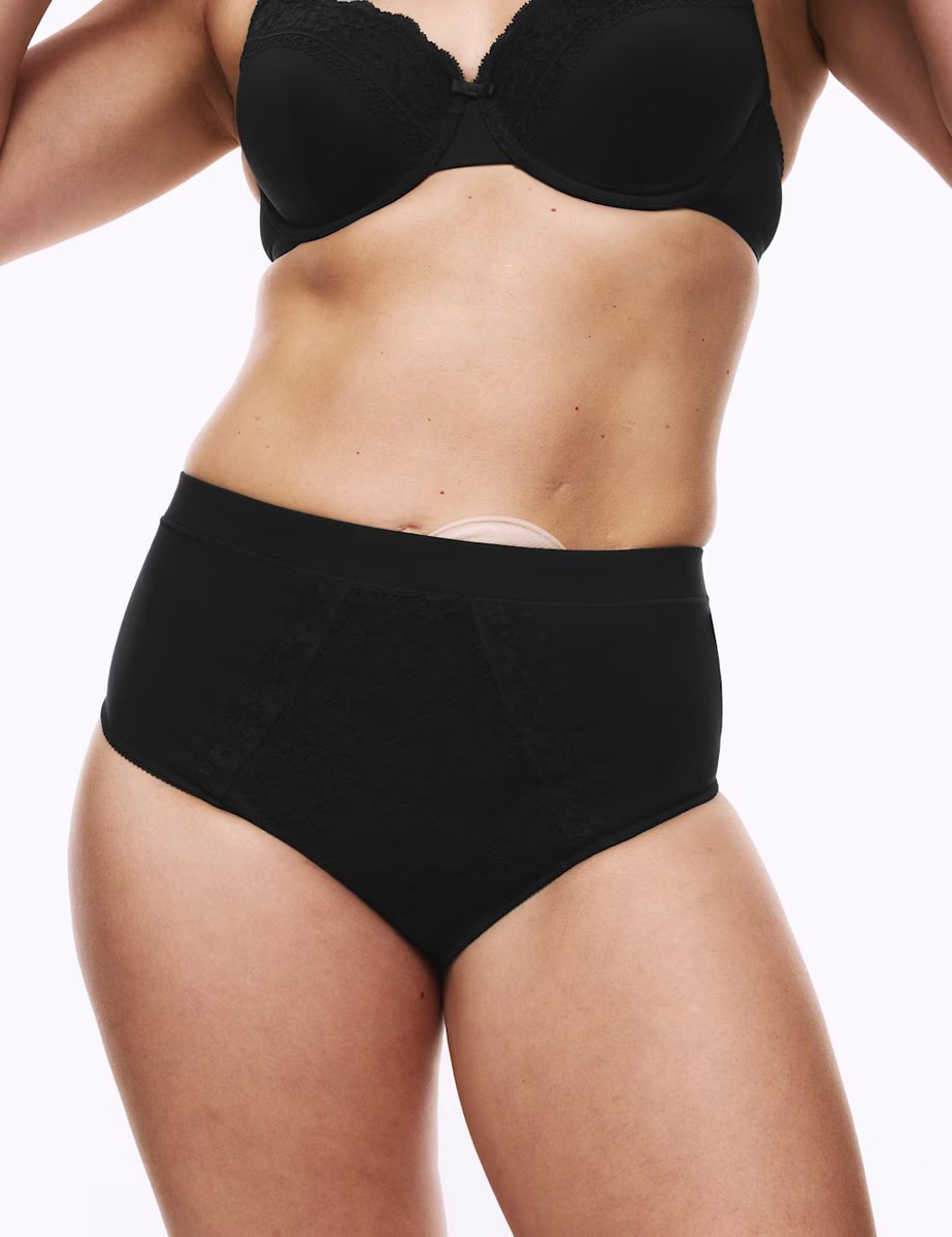 Marks & Spencer M&S 3pk Cotton Rich Lace Brazilian Stoma Knickers Black - 3