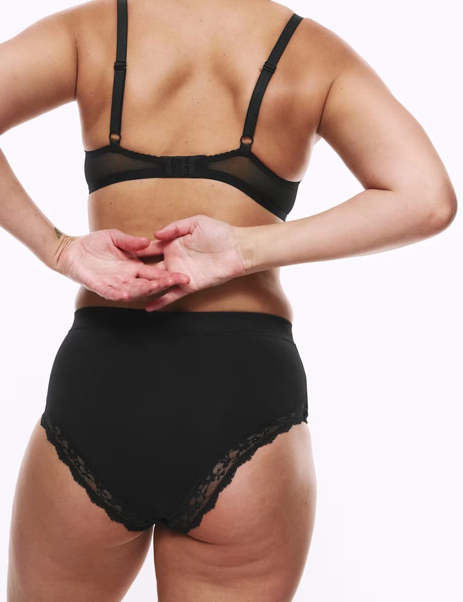 Marks & Spencer M&S 3pk Cotton Rich Lace Brazilian Stoma Knickers Black - 4