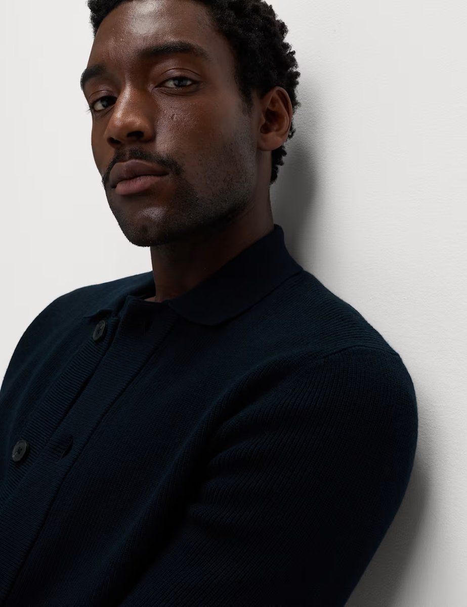 Marks & Spencer M&S Cotton Blend Knitted Jacket Dark Navy - 2