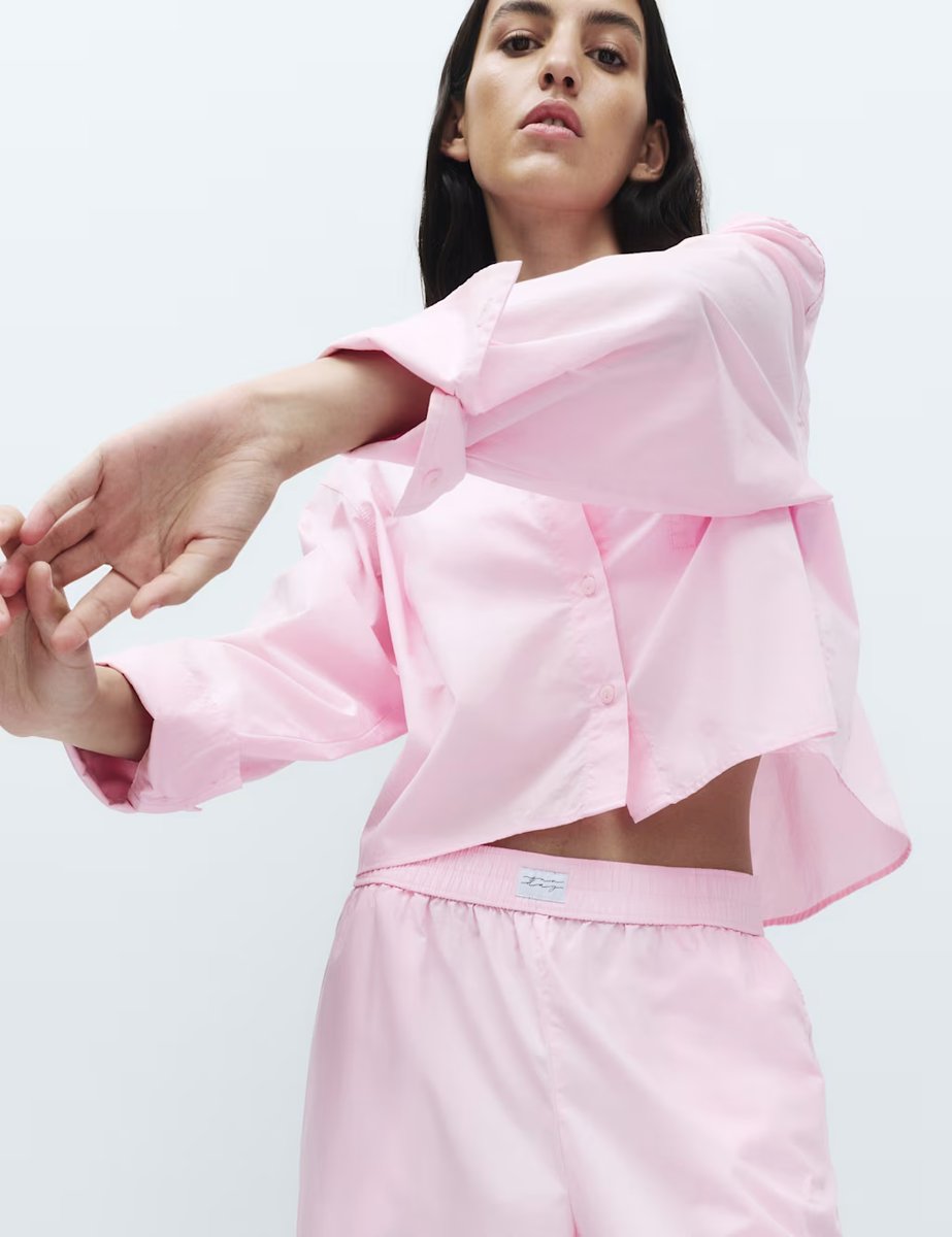 Marks & Spencer M&S Pure Cotton Cropped Pyjama Shirt Pink - 4