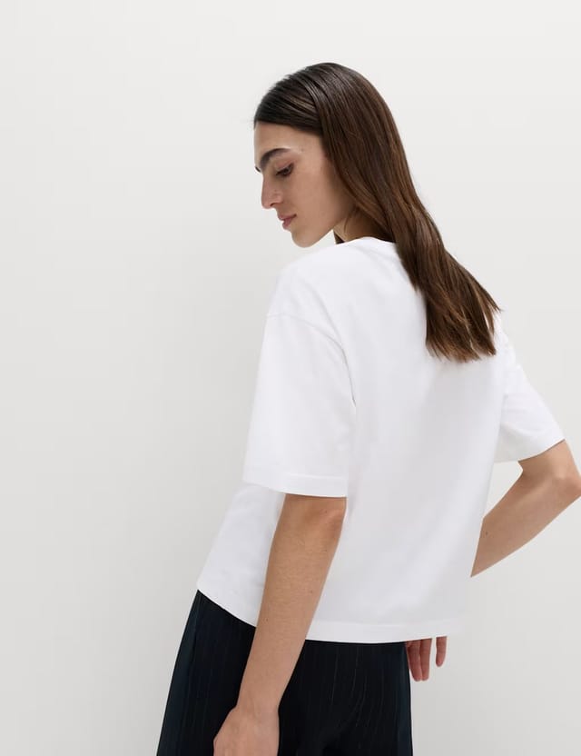 Marks & Spencer M&S Pure Cotton Graphic Boxy T-Shirt Blue Mix - 3