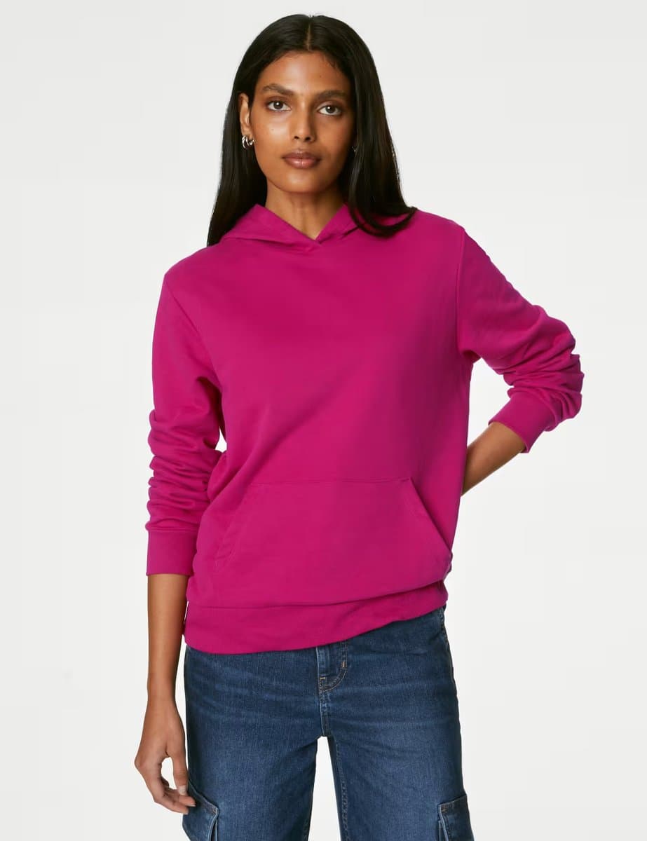 Marks & Spencer M&S Cotton Rich Hoodie Cerise
