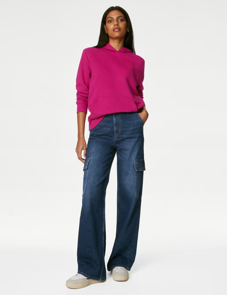 Marks & Spencer M&S Cotton Rich Hoodie Cerise - 2