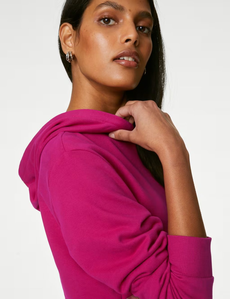 Marks & Spencer M&S Cotton Rich Hoodie Cerise - 3