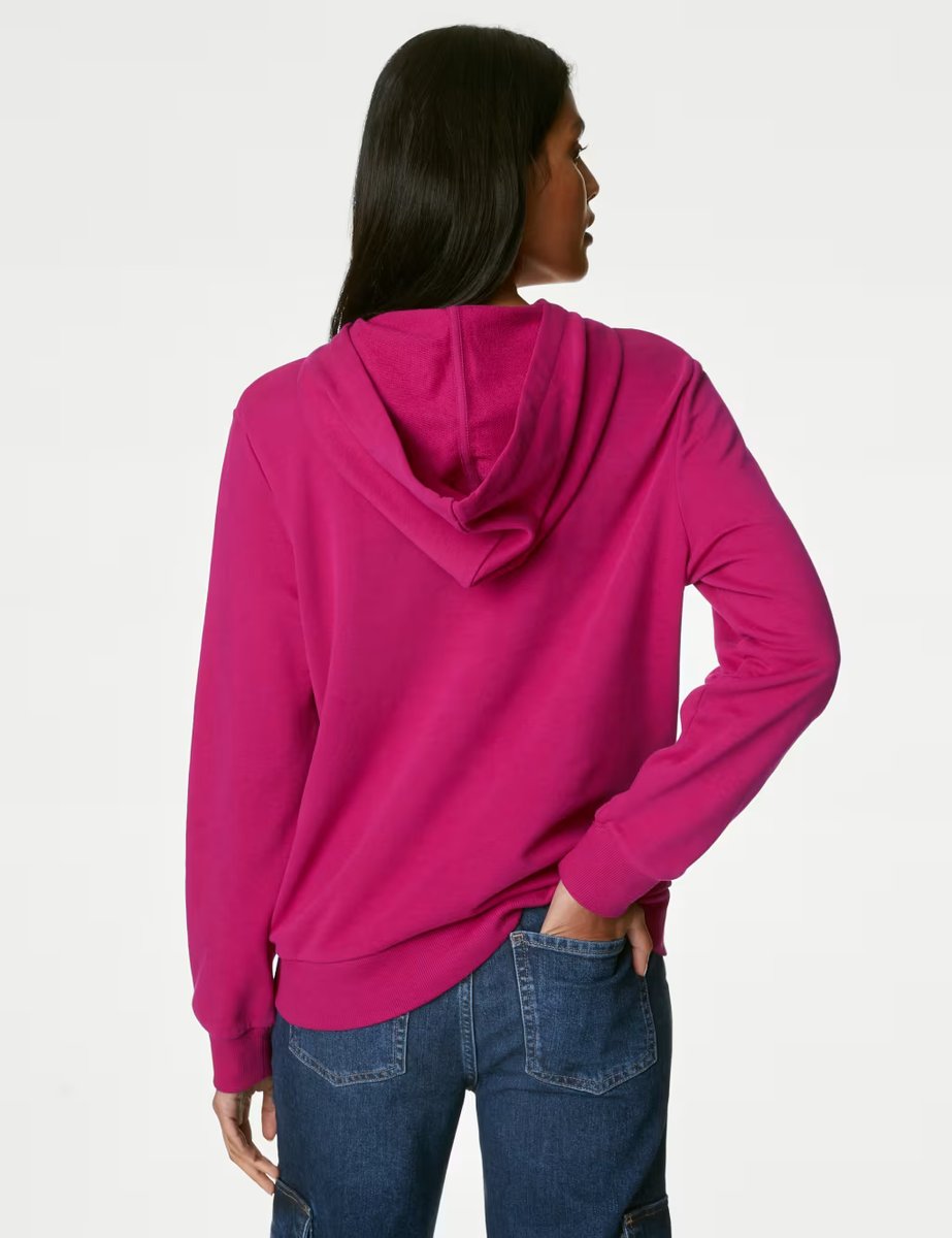 Marks & Spencer M&S Cotton Rich Hoodie Cerise - 4