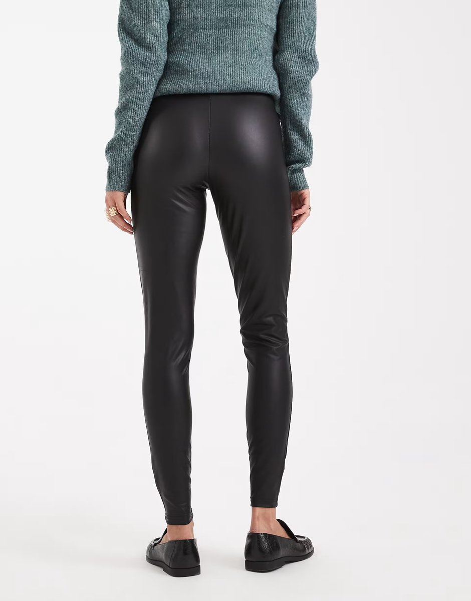 ASOS ONLY faux leather high waisted leggings in black  - 2