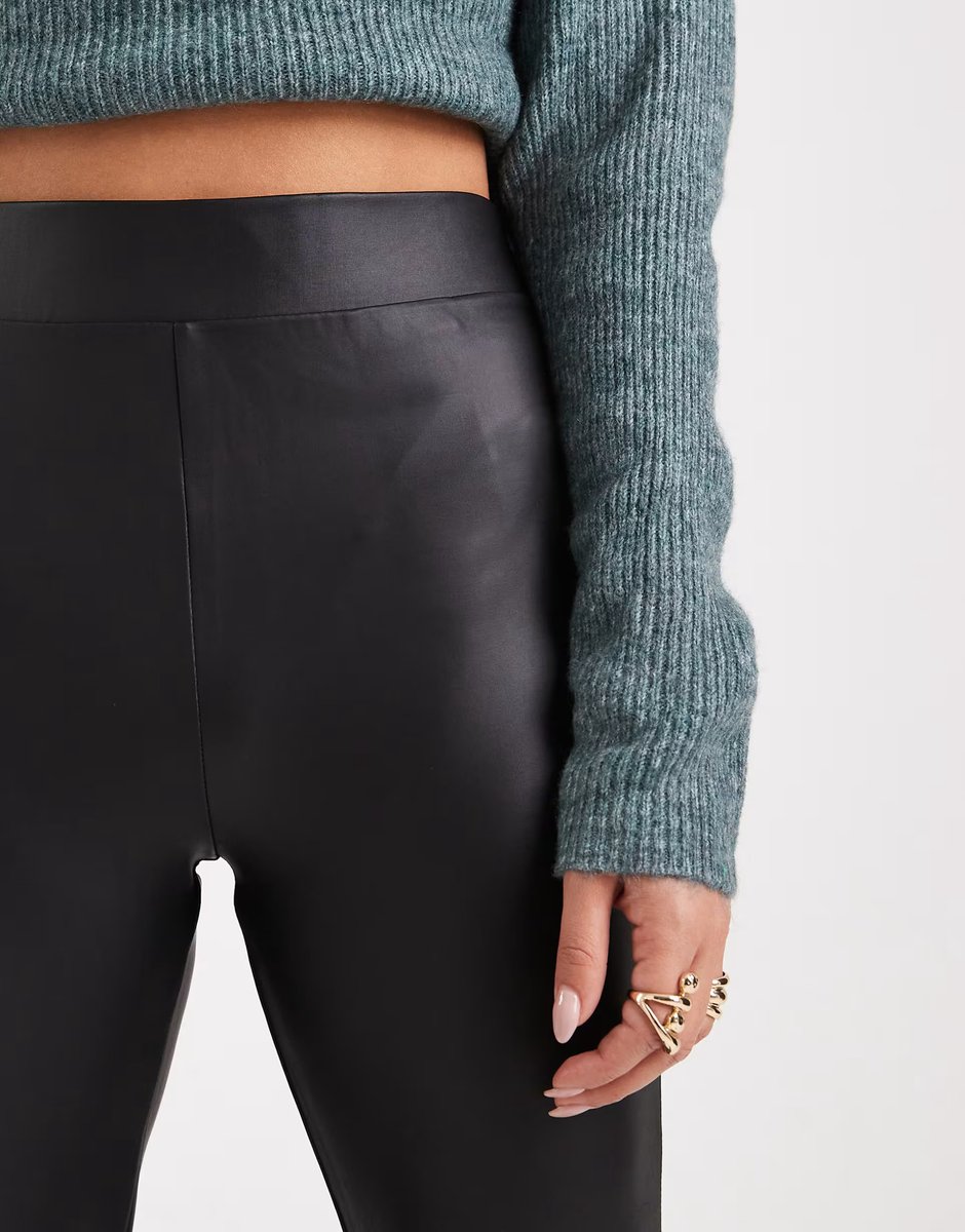 ASOS ONLY faux leather high waisted leggings in black  - 3