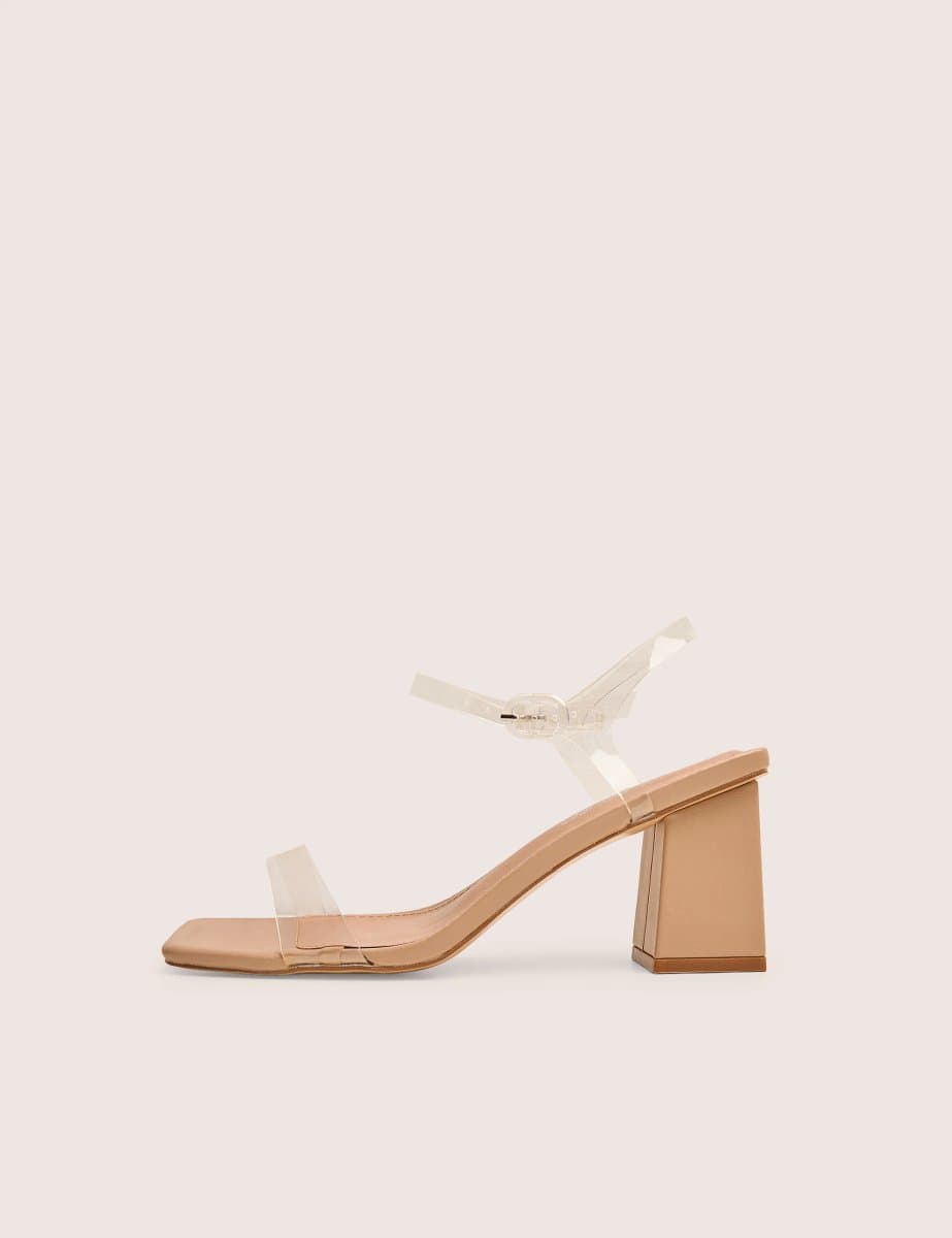 Public Desire Public Desire UK Barely There Mid Block Heels in Nude