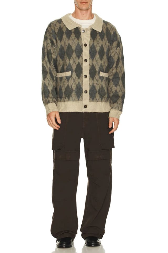 revolve Wool Blend Argyle Sweater - 3