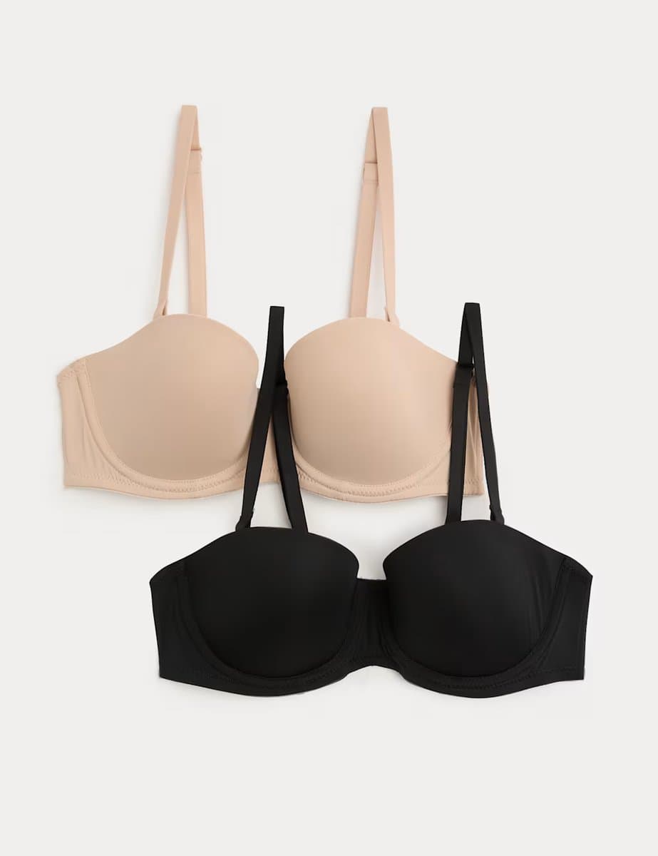 Marks & Spencer M&S 2 Pack Wired Strapless Bras (A-E) Black Mix