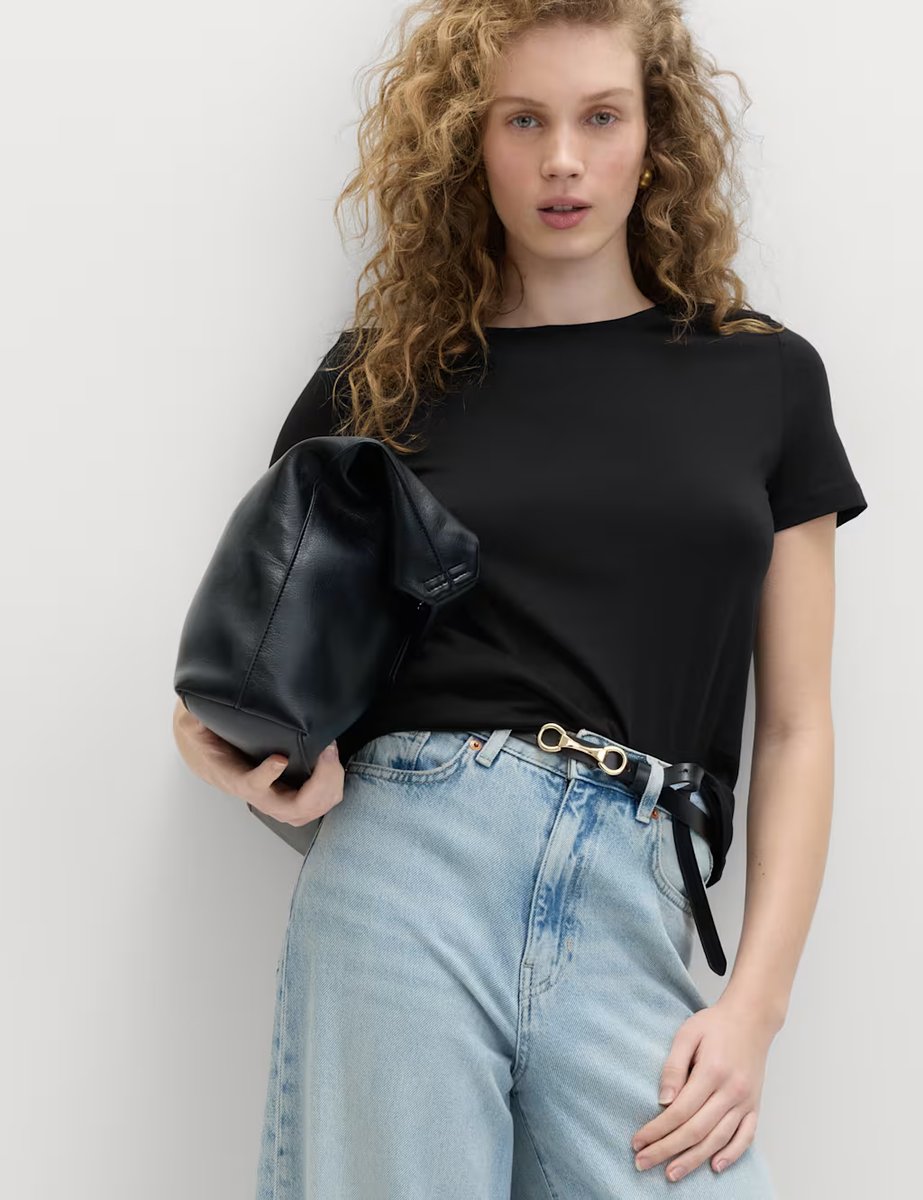 Marks & Spencer M&S Pure Cotton T-Shirt Black - 3