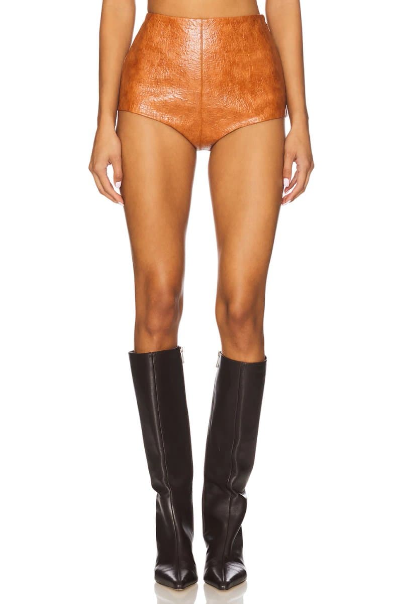 revolve Revolve Tami Leather Culotte Shorts in Cuoio
