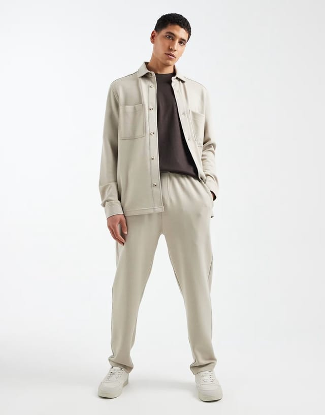 ASOS ASOS DESIGN co-ord tapered trousers in beige - 2