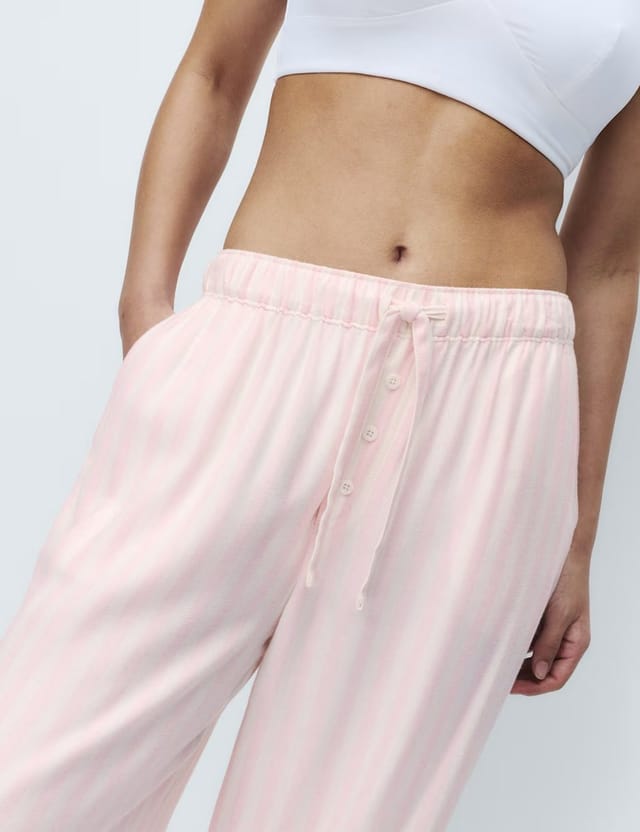 Marks & Spencer M&S 2 Pack Twill Wide Leg Pyjama Bottoms Pink Mix - 2
