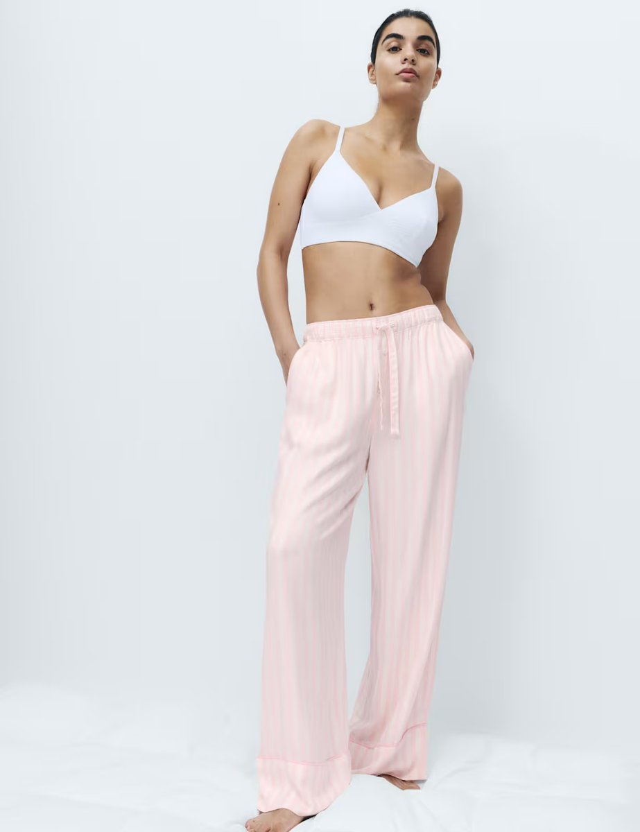 Marks & Spencer M&S 2 Pack Twill Wide Leg Pyjama Bottoms Pink Mix - 3