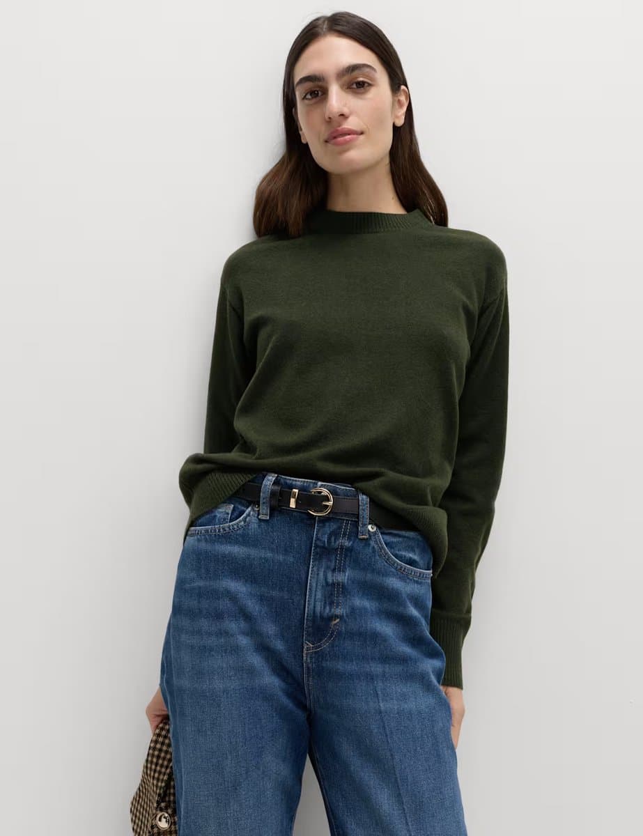 Marks & Spencer M&S Air-Yarn Crew Neck Jumper in Holly