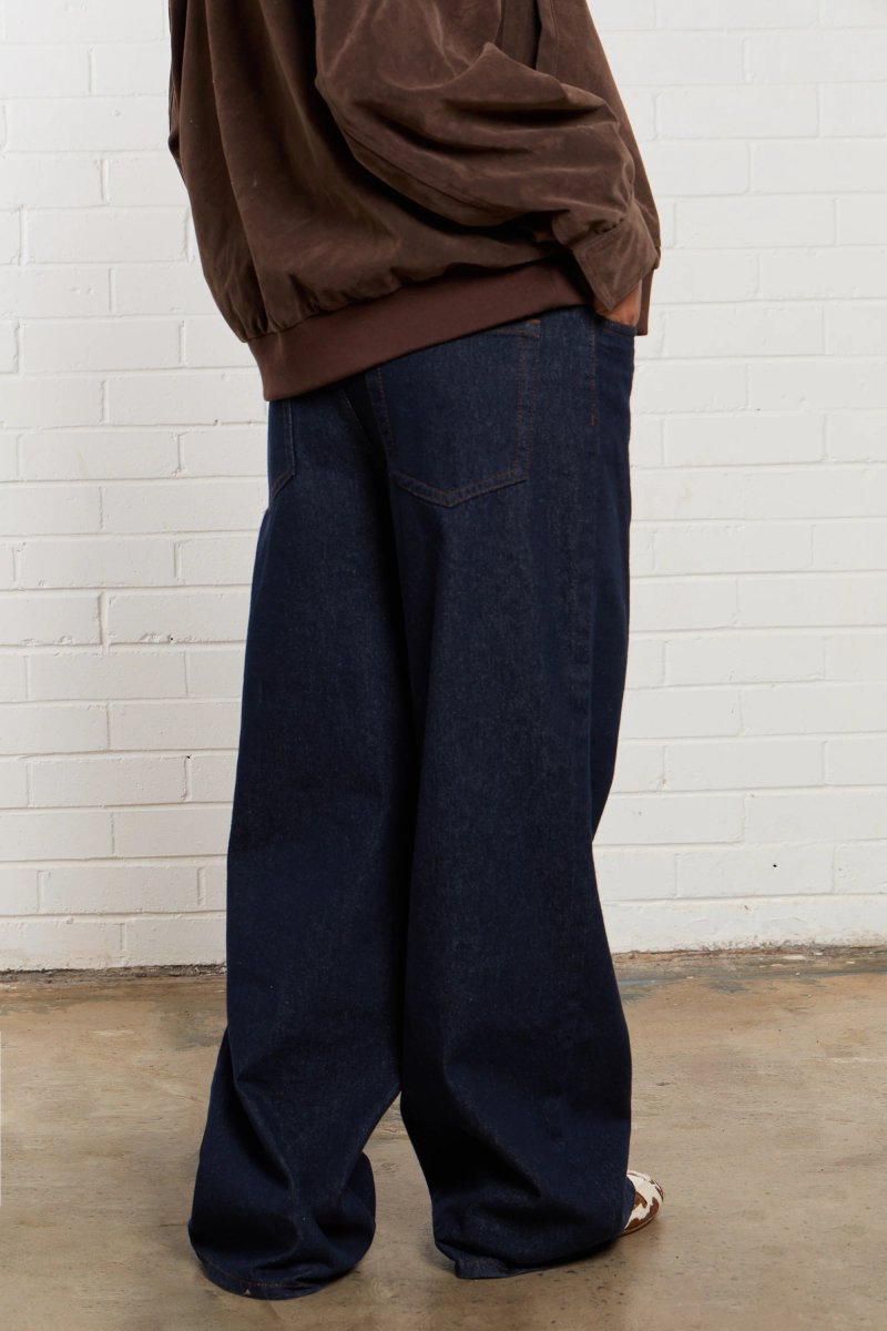 Kaiia Kaiia Denim Mid Rise Wide Leg Jeans Indigo - 3