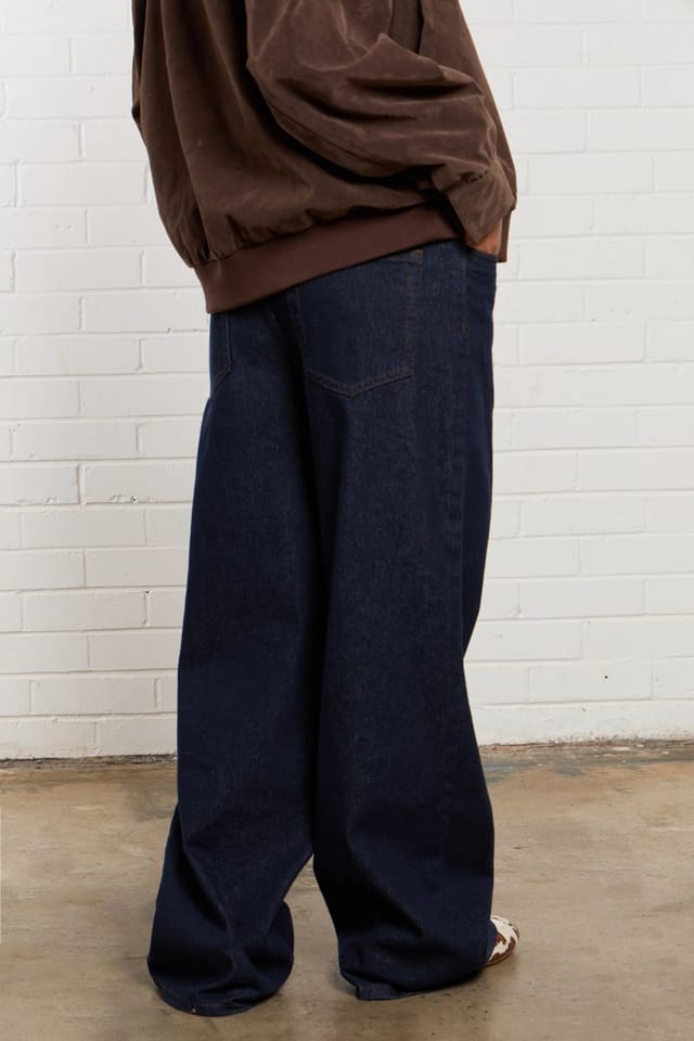 Kaiia Kaiia Denim Mid Rise Wide Leg Jeans Indigo - 3