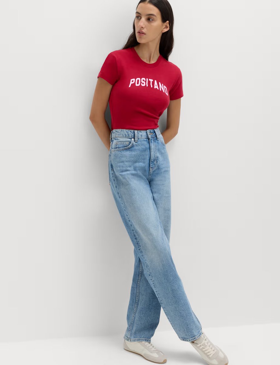 Marks & Spencer M&S Pure Cotton Slogan Slim Fit T-Shirt Burgundy Mix - 2