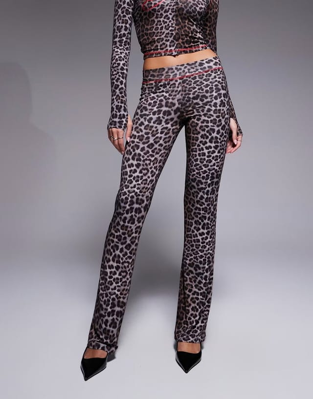 ASOS I.AM.GIA Blare logo back print contrast stitch track pant co-ord in dark leopard print - 2